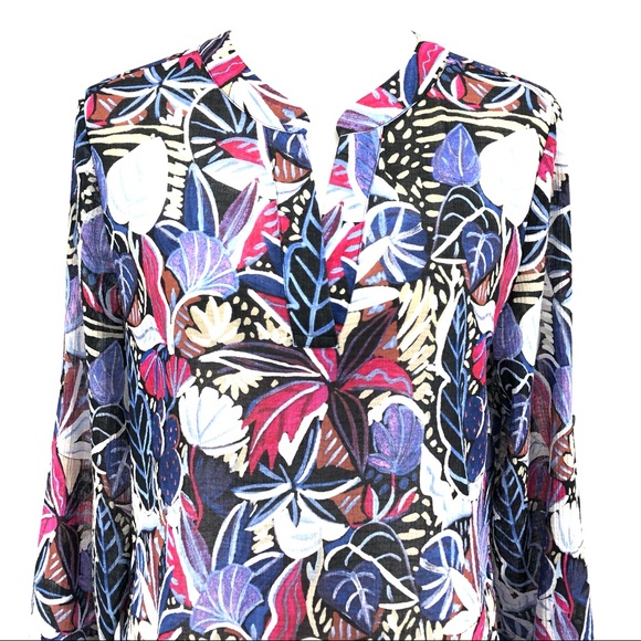 Tommy Bahama Black Cactus to Clouds 3/4 Slv Blouse - Picture 2 of 7